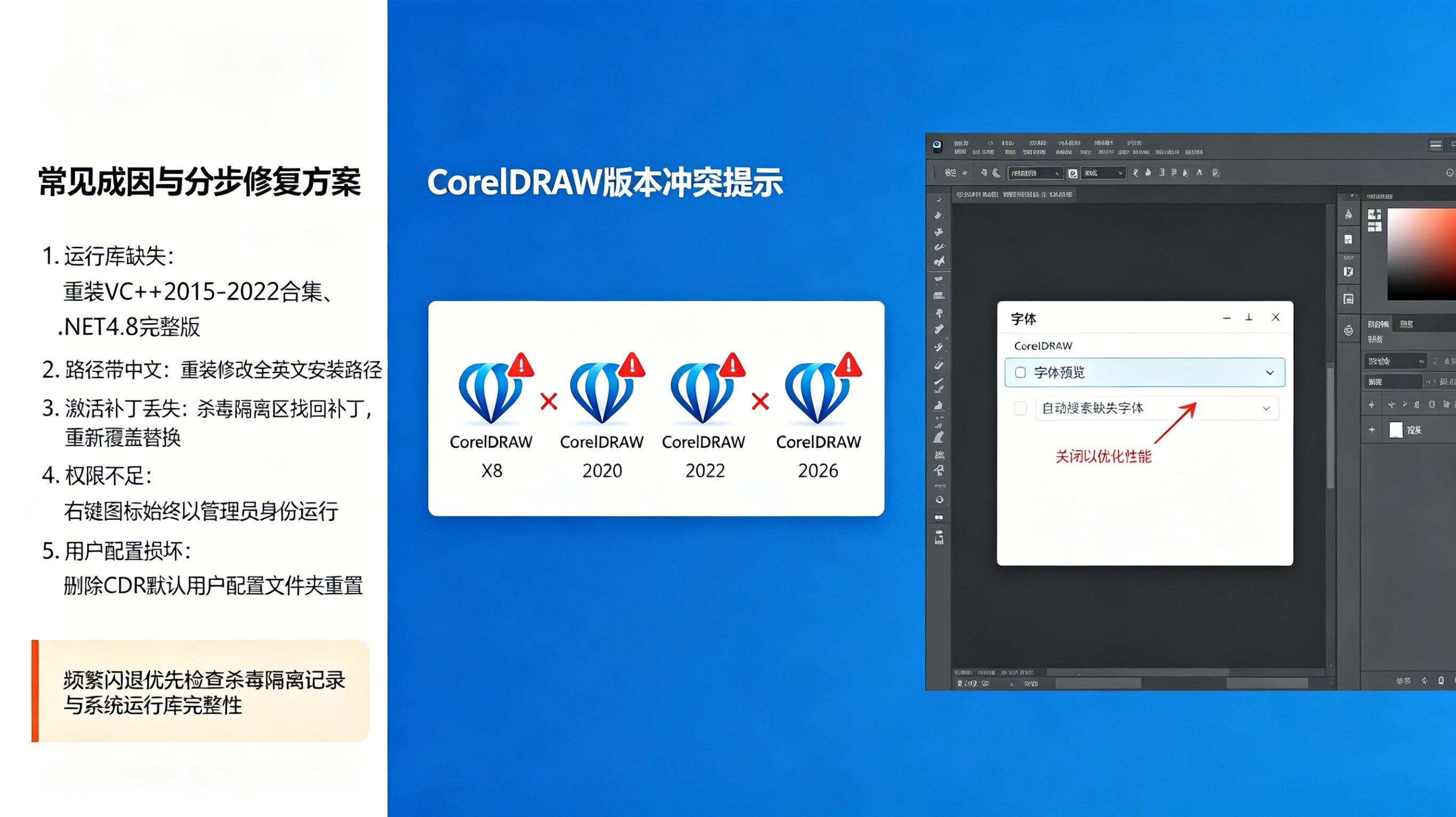 CDR闪退报错弹窗截图